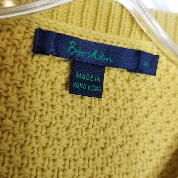 Boden Cotton Knit Short Sleeve Snap Cardigan Sweater Sz 8 Yellow Retro Classic - Picture 4 of 5
